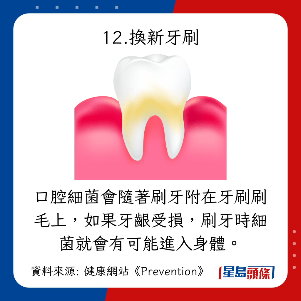  止喉痛方法：换新牙刷