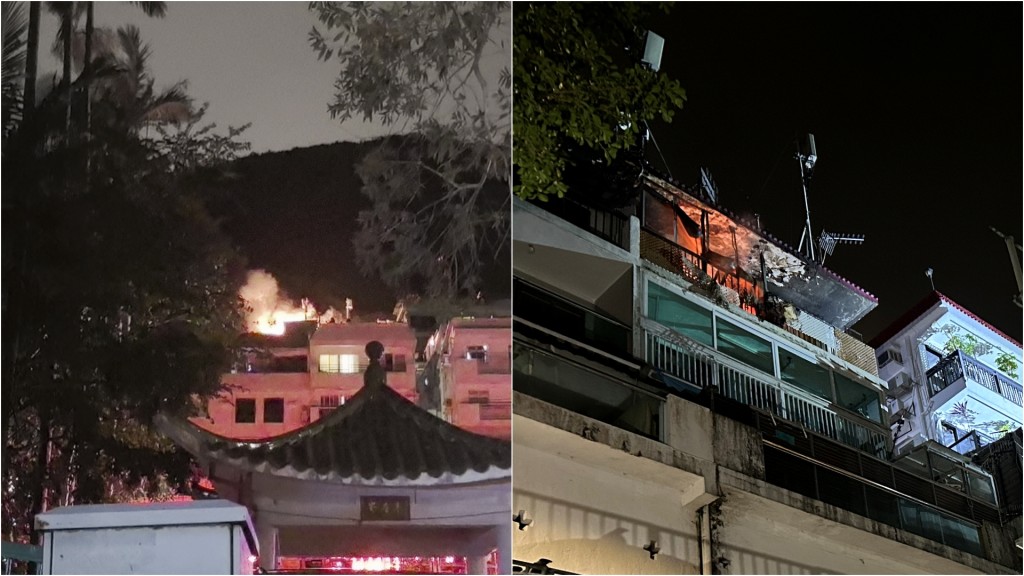 清水灣道大埔仔村屋陷火海 濃煙衝天 消防拖喉灌救