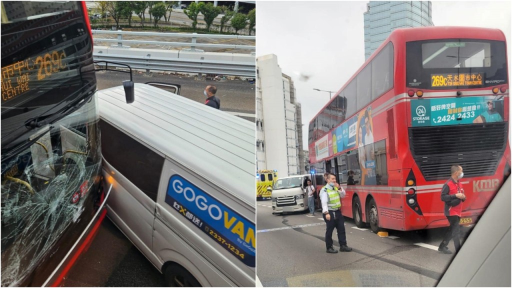 青葵公路客貨車九巴相撞 至少2人受傷