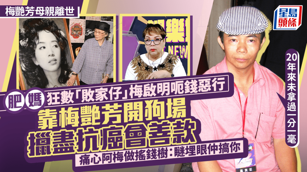 肥媽數梅啟明呃錢惡行  靠梅艷芳開狗場擸盡抗癌會善款 痛心阿梅做搖錢樹：瞇埋眼仲搞你