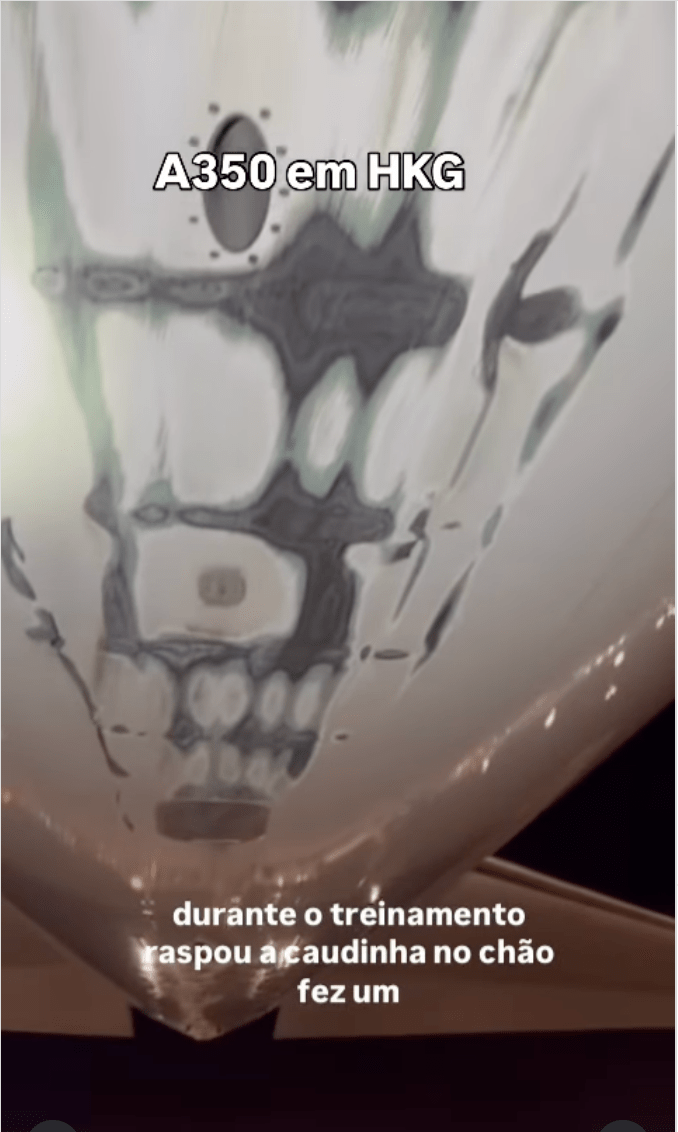 涉事客機機尾蒙皮受損。網上片段截圖 IG@rafaelsantos.tiozao