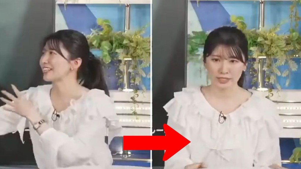 小牧結衣一秒變面成為熱話。Weathernews截圖