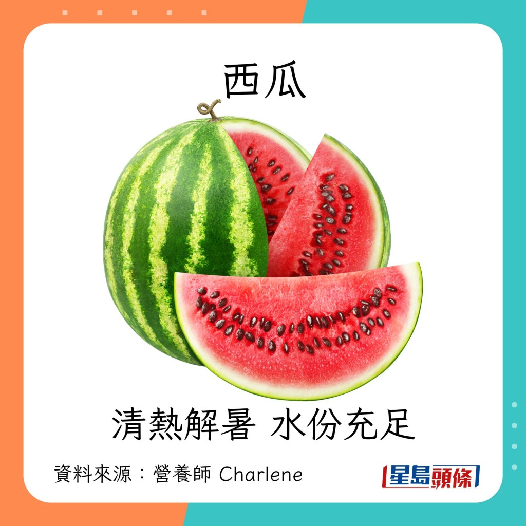消暑食物｜营养师推介10大消暑食物：西瓜