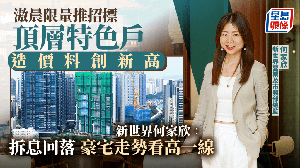 滶晨限量推招標 頂層特色戶造價料創新高 新世界何家欣:拆息回落 豪宅走勢看高一線