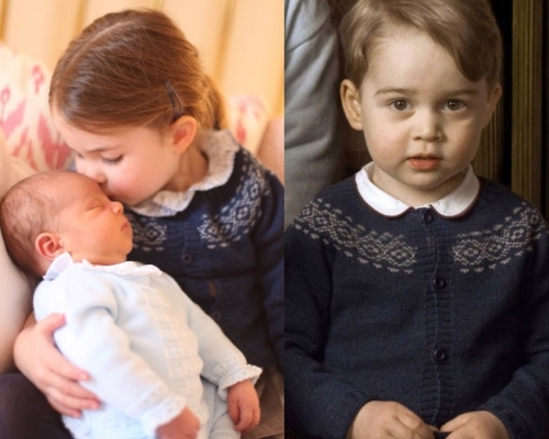 夏洛特公主翻穿哥哥喬治王子的藍色外套，掀起熱話。