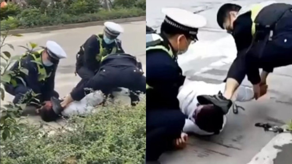 廣西交警捉人 3對1踩頭按地惹熱議。