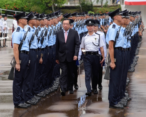 立法會主席梁君彥今日出席香港警察學院結業會操。