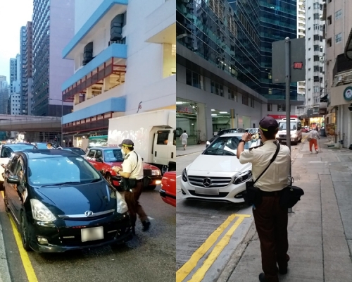 東區警區打擊違例泊車及其他交通違例事項。