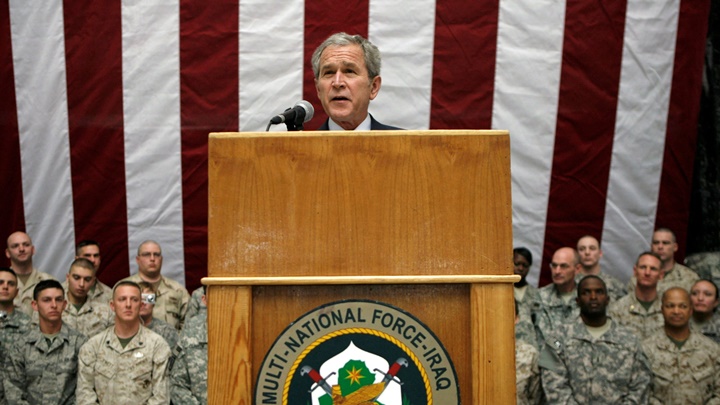 小布殊任内发动对伊拉克军事行动。AP资料图片