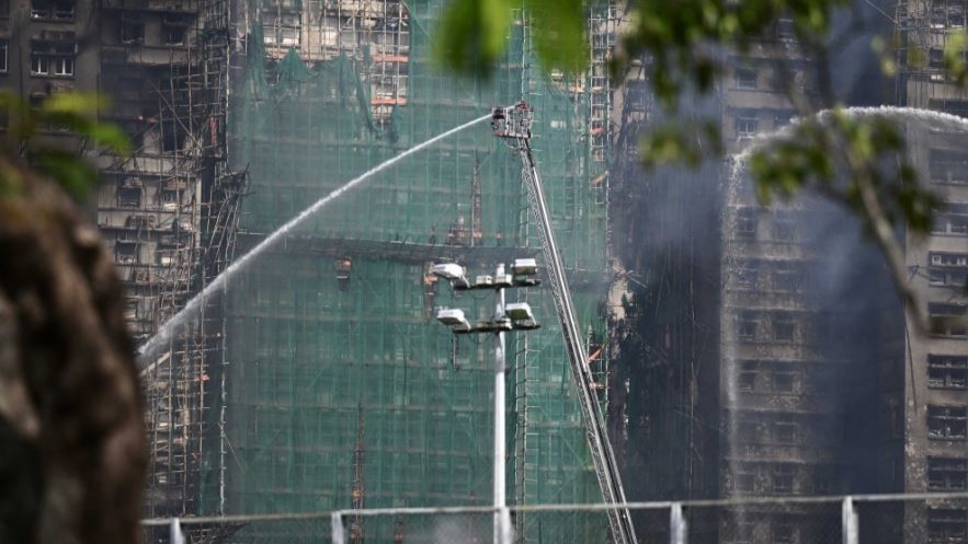 大埔宏福苑五級火｜勞工處明起巡查大型棚架樓宇維修工程地盤  包括檢查棚網阻燃性