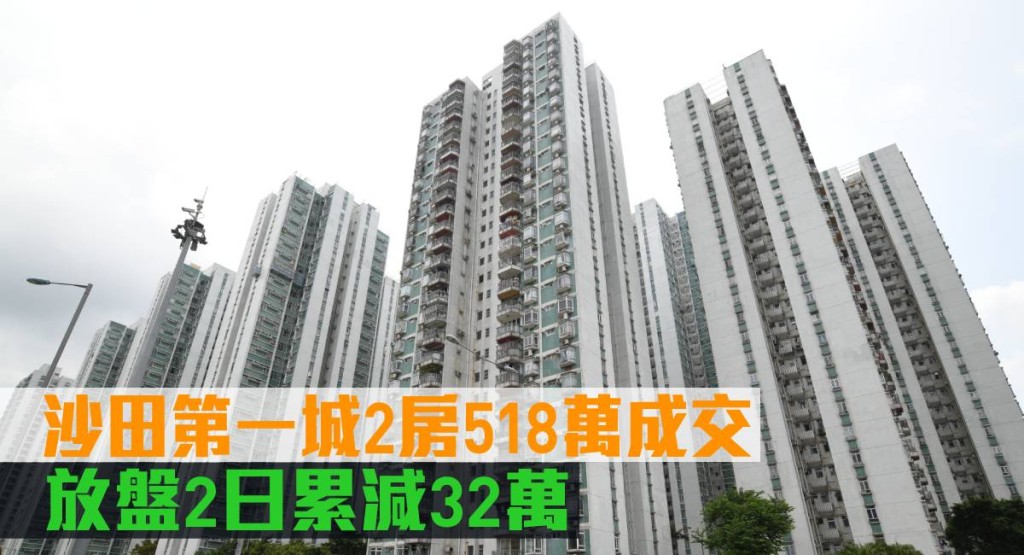 沙田第一城2房518萬成交,放盤2日累減32萬。