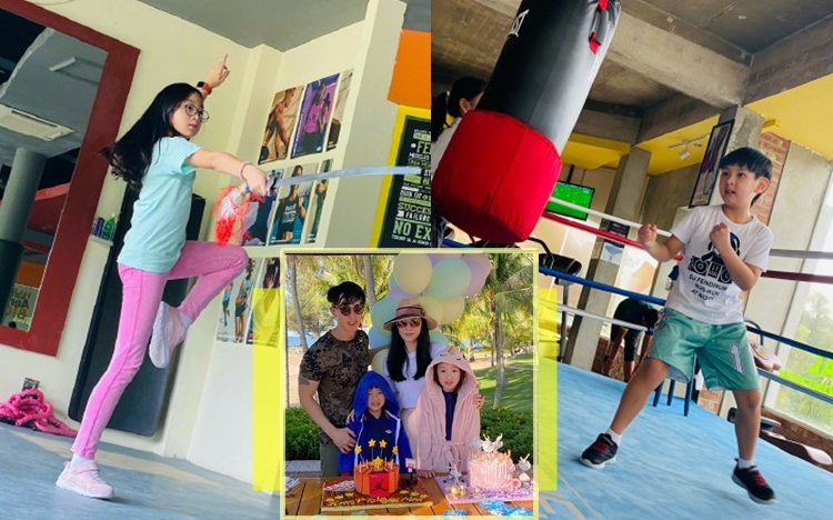 吳尊大女舞劍，細仔就打拳，幾有功架㗎。