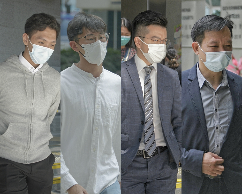 左起被告：郭家健、陳永鏗、楊耀鴻、雷亞福。資料圖片