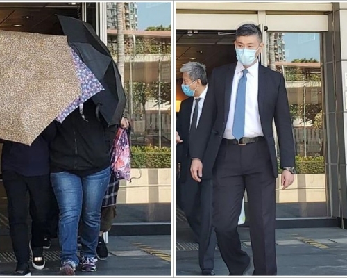 被告蔡婉琼（左圖黑衣藍褲），警長陳曉原（右圖）。陳子豪攝