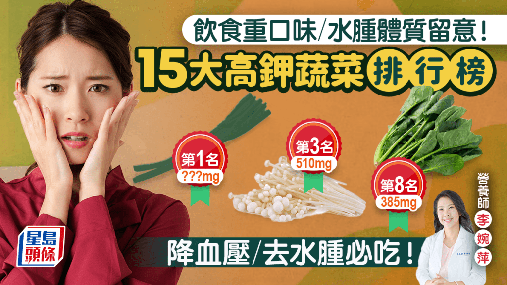 常外食重口味容易高血壓 營養師比拼15大高鉀蔬菜 降血壓/去水腫/尿頻必吃