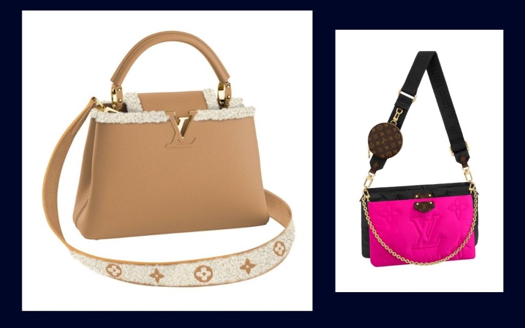 左/ Capucines Shearling手袋/$48,500; 右/Maxi Multi Pochette手袋/$20,300。 左/ Capucines Shearling手袋/$48,500; 右/Maxi Multi Pochette手袋/$20,300。