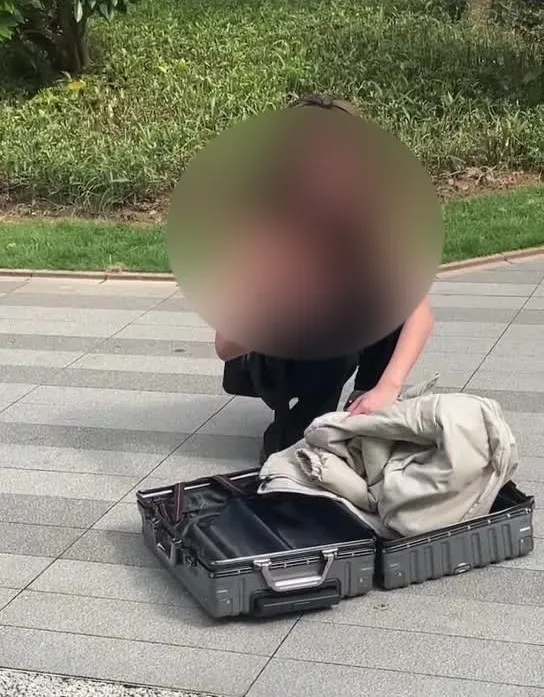 20吋行李篋被人從43樓高處擲下。九派新聞