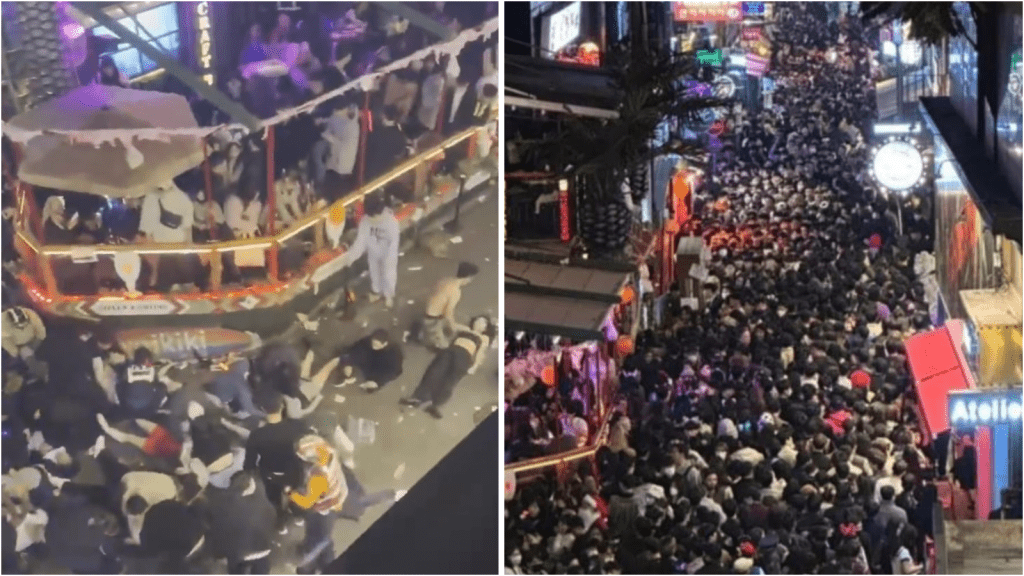 南韓首爾龍山區梨泰院萬聖節派對爆發當地史上最嚴重人踩人事件。
