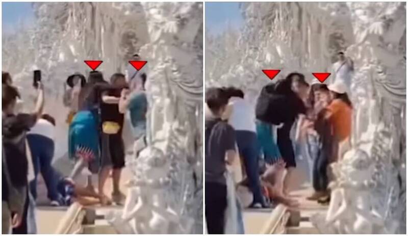 有台灣遊客在清萊白廟與當地人發生肢體衝突。ลุยชนข่าว/FB