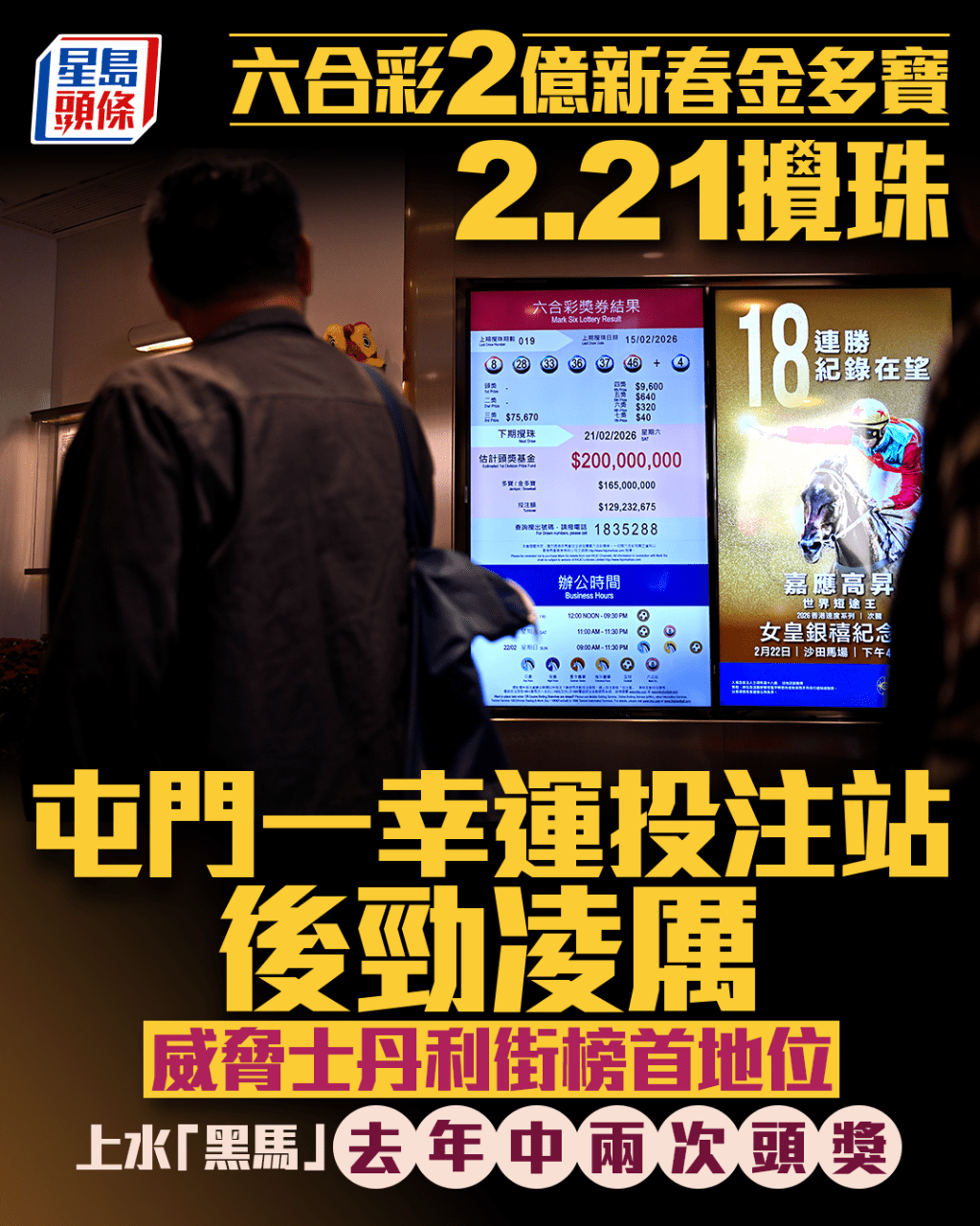 六合彩2億新春金多寶｜屯門一幸運投注站後勁凌厲 威脅士丹利街榜首地位 上水「黑馬」去年中兩次頭獎｜Juicy叮
