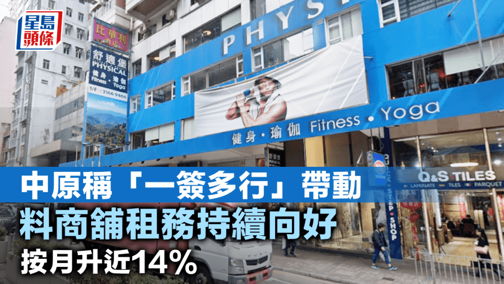 中原稱「一簽多行」帶動 料商舖租務持續向好 按月升近14%