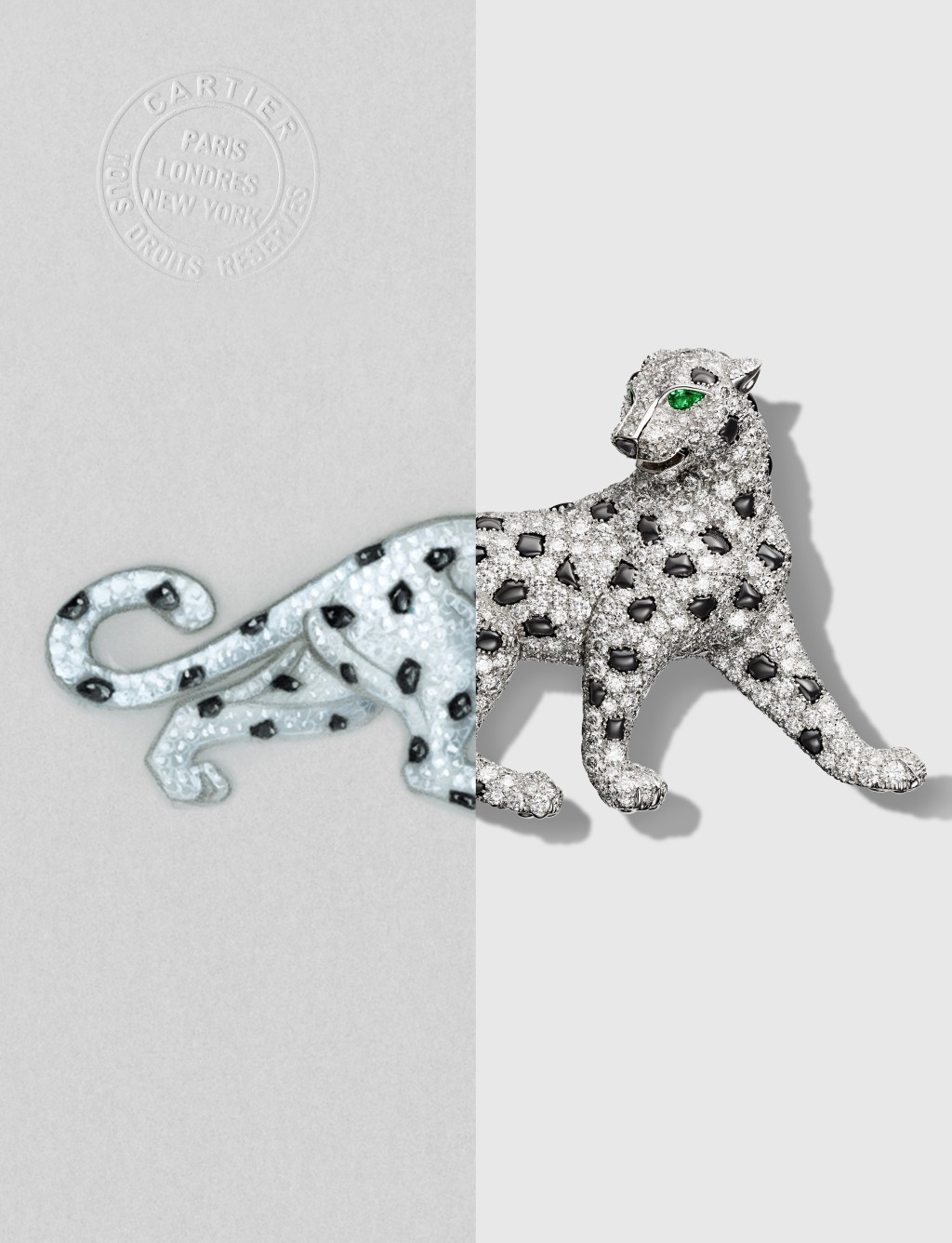 經典的美洲豹珠寶胸針，早已以不同的姿態現身於卡地亞的動物王國之中，當中既有靈敏帥氣的，也有饒富趣味的造型。