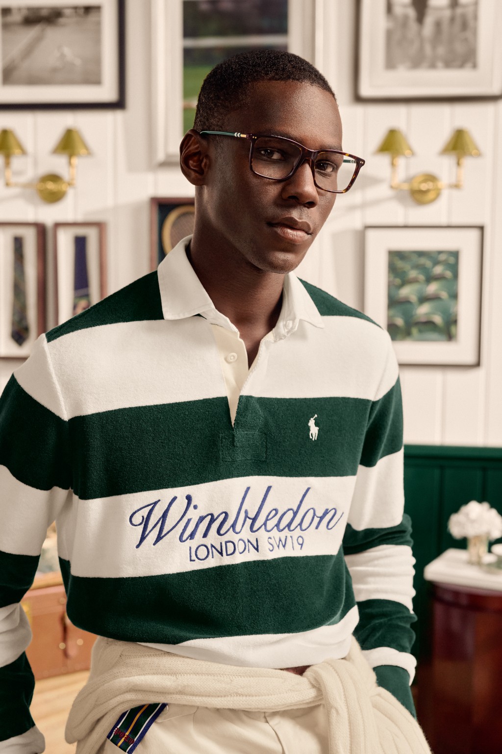 Polo Ralph Lauren溫布頓網球錦標賽限定系列綠白色橫間Polo Tee。 Polo Ralph Lauren溫布頓網球錦標賽限定系列綠白色橫間Polo Tee。