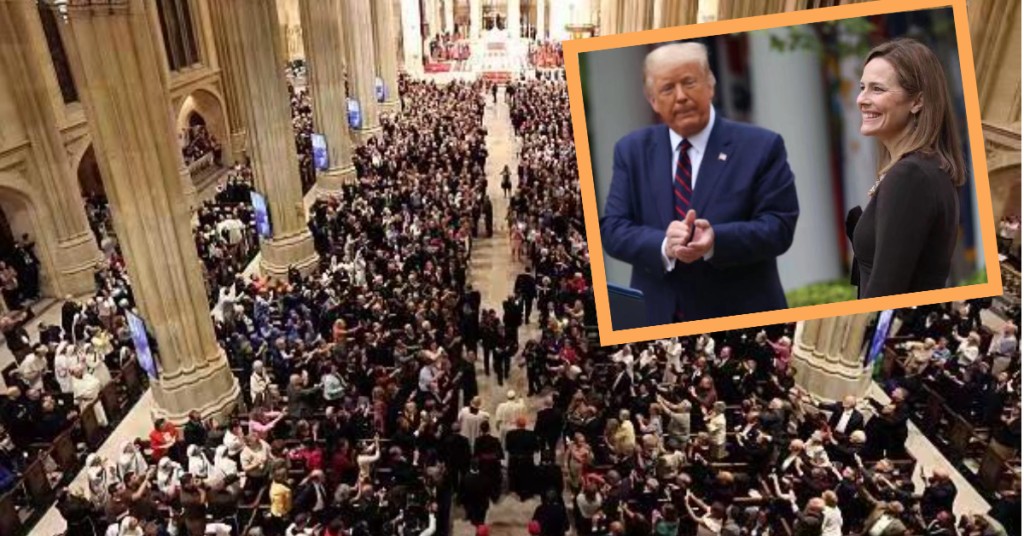 巴雷特法官投下關鍵一票，美國最高法院5比4宣判病毒要為宗教讓路。AP