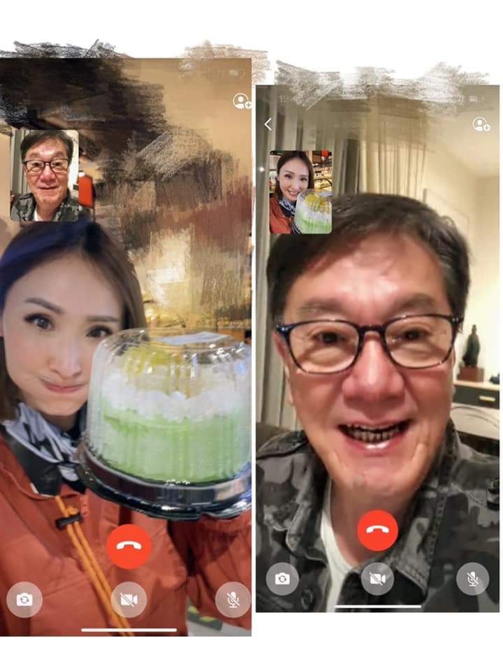 陳貝兒在當地過生日，只能透過視像和家人慶祝。