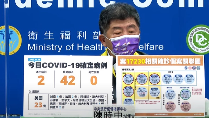 台灣當局公布今天新増2宗新冠本土確診。網上影片截圖
