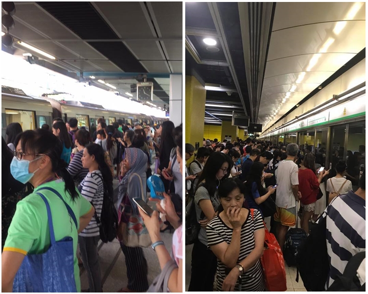 多个港铁站逼满候车乘客。Alan Chan/Elaine Shum图片