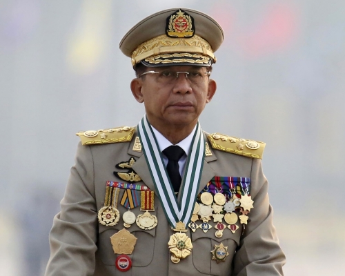 緬甸軍政府領袖敏昂萊。 美聯社資料圖
