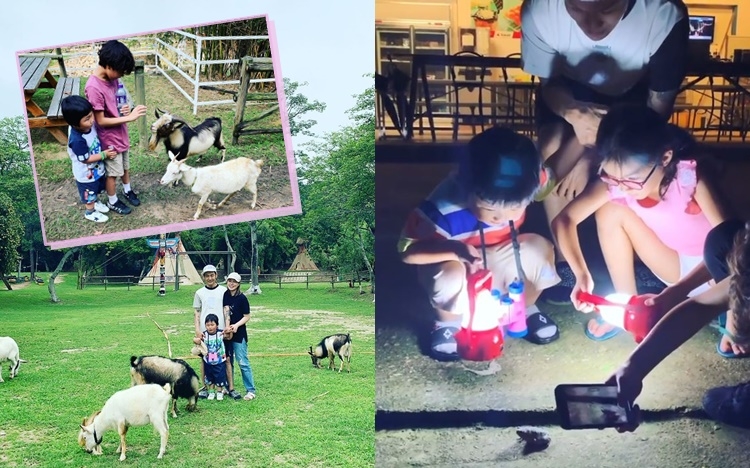 杜德偉一家三口入了長洲露營。