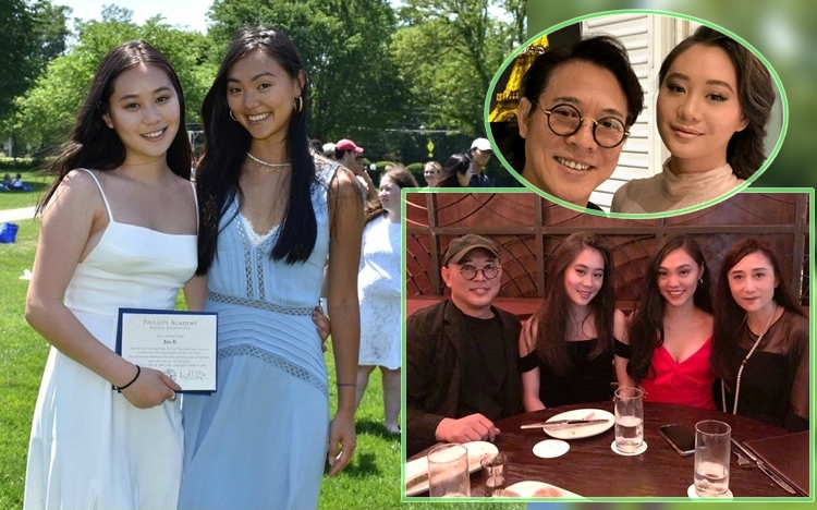 Jada(左)攬住胞姐Jane合照。另一家四口照屬激罕級別。