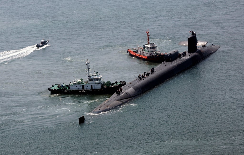 美军巡航导弹核潜艇时隔五年多再访南韩。路透社