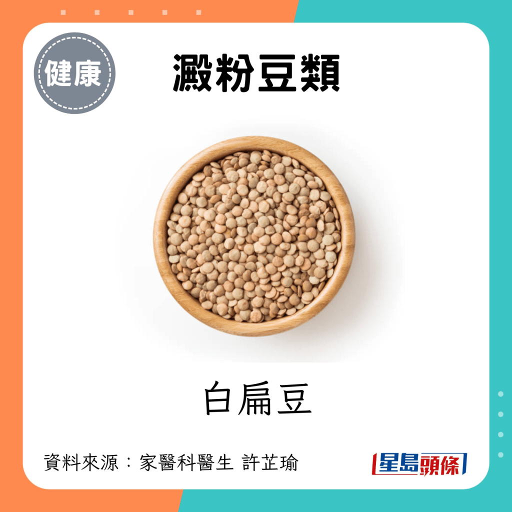 澱粉豆類：白扁豆。