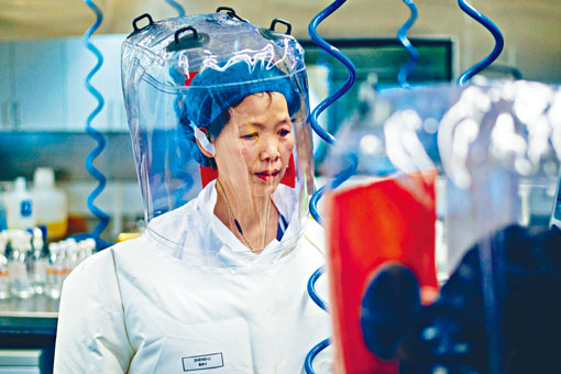 ■病毒学家石正丽二○一七年在武汉病毒研究所的实验室内。