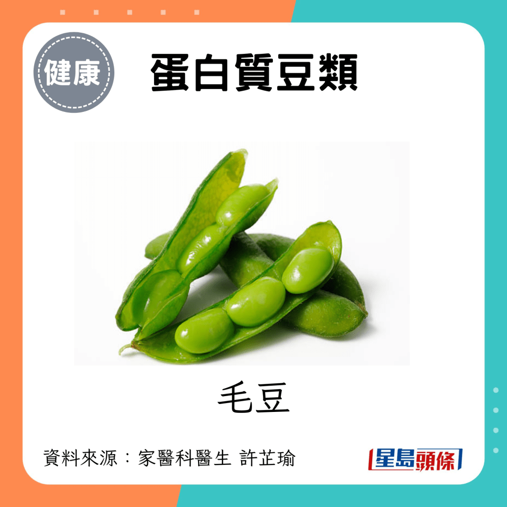 蛋白質豆類：毛豆。