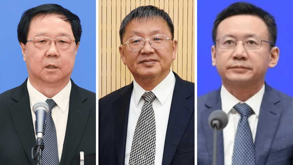 左起:自然資源部部長王廣華、國家能源局局長章建華、廣東副省長張新。