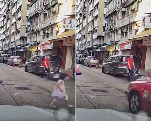 土瓜灣一名4歲女童因心急趕上母親,過馬路時被的士撞飛倒地。網圖
