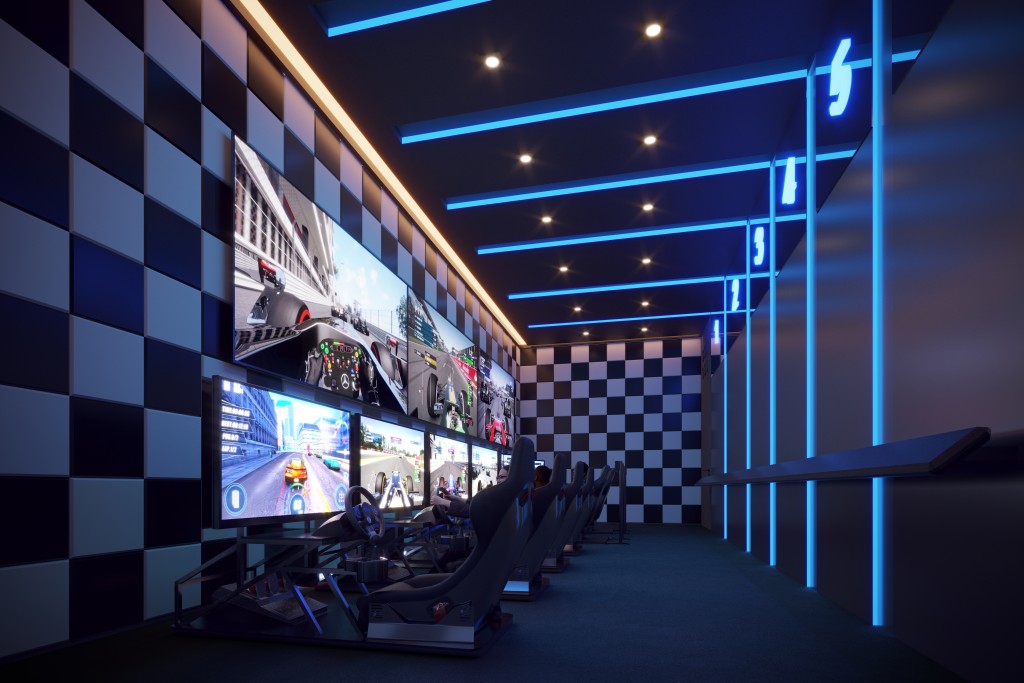 屋苑引入了風靡全球的先進 e-Sport 設備「電競天下」,包括六組專業級模擬賽車駕駛座。 屋苑引入了風靡全球的先進 e-Sport 設備「電競天下」,包括六組專業級模擬賽車駕駛座。