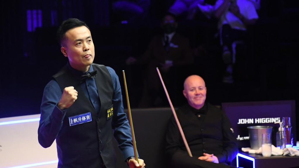 傅家俊決勝局轟出一桿147後,不禁握拳慶祝。吳家祺攝