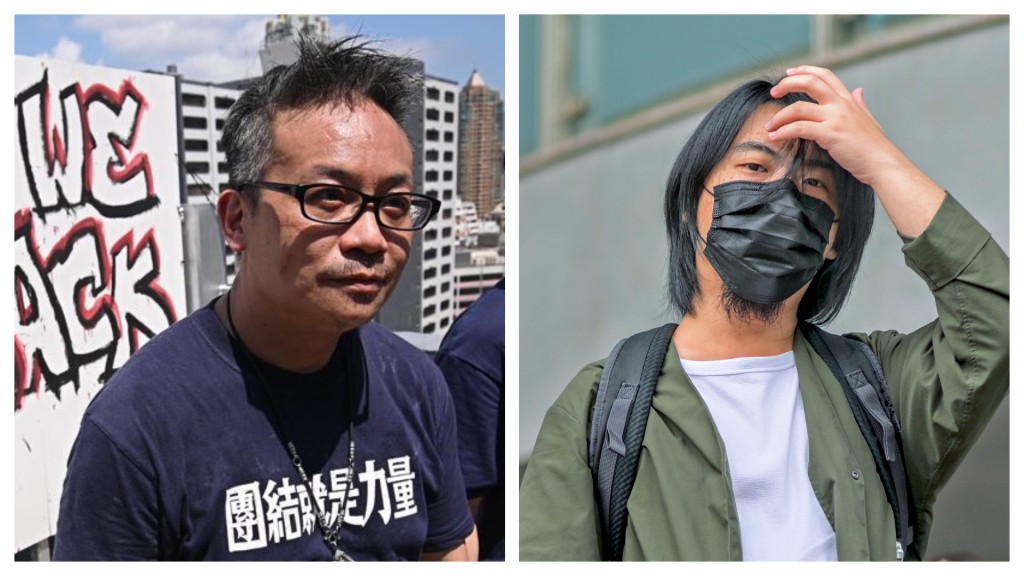 黃迺元(左)、鄧建華(右)被警方國安處人員帶走助查。資料圖片