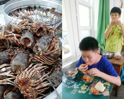 台小學斥$1.4萬港元購150隻龍蝦。雲林縣北港鎮南陽國小FB圖片