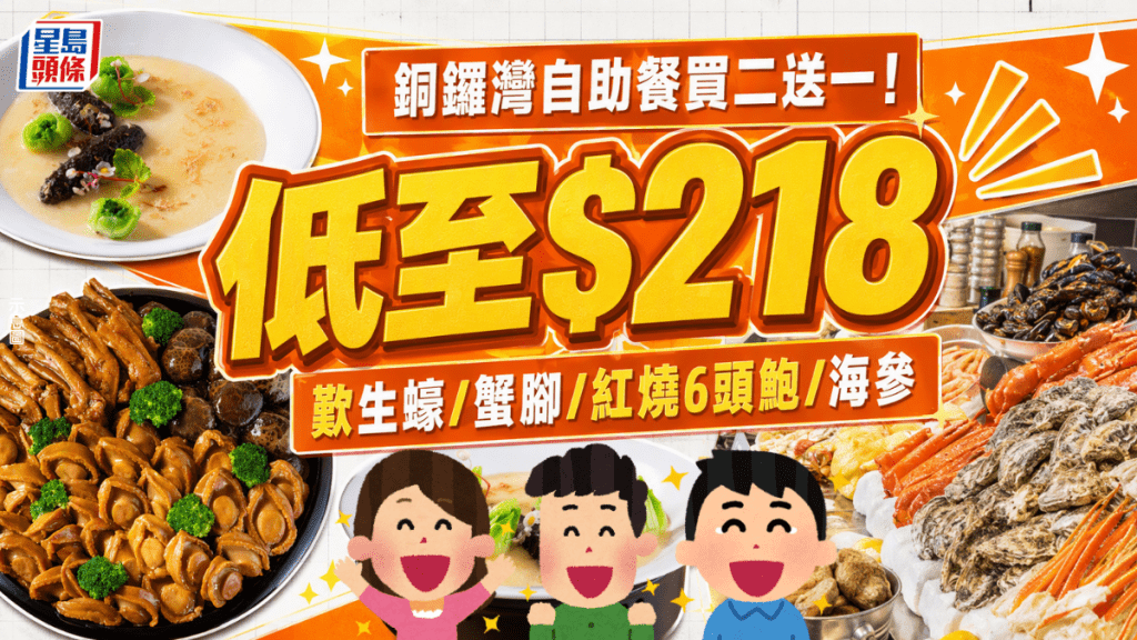 香港柏寧酒店PLAYT自助餐買二送一！$218起歎生蠔/蟹腳/紅燒6頭鮑/海參/蟹粉鮑魚/榴槤自助餐