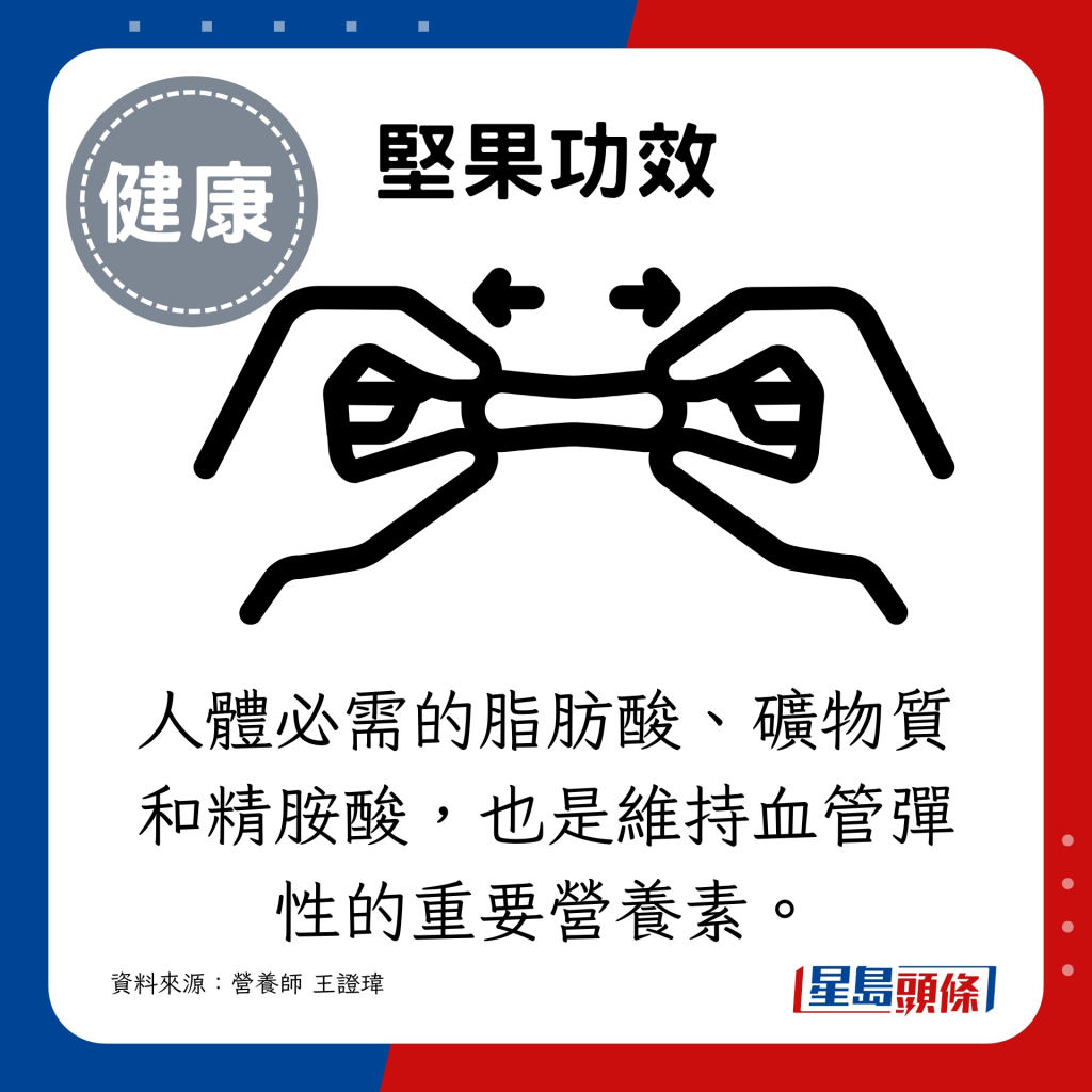 而必需脂肪酸、礦物質和精胺酸也是維持血管彈性的重要營養素。