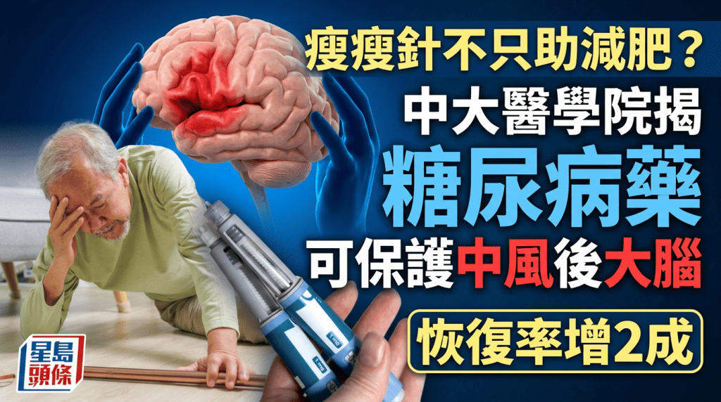 瘦瘦针不只助减肥？中大医学院揭糖尿病药或可保护中风后大脑 延缓衰老 恢复率增2成 