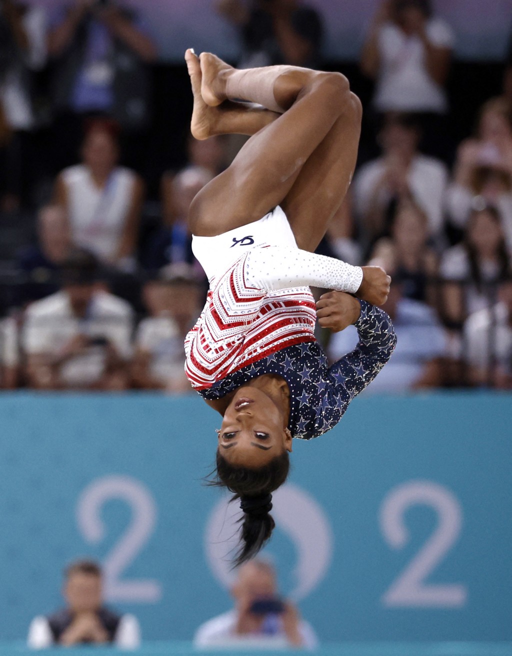 拜爾斯率領美國奪巴黎奧運體操女子團體金牌。REUTERS