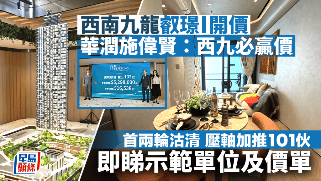 叡璟I開價 首批入場價529萬 首兩輪接連沽清 壓軸加推101伙 折實售價553萬起 即睇示位及價單