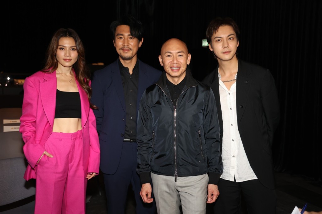 電影《爆裂點》總導演及監製林超賢與陳偉霆（William）、周秀娜及譚俊彥受訪。